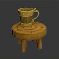 Round Orange Stool Featuring Circular Top Design and Yellow Cup On It