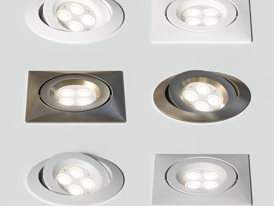 Modern Downlights And Spotlights With Round Square Shapes And LED Bulbs For Interior Lighting 3d model