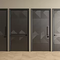 Modern Dark Colored Security Doors With Geometric Patterns And Sturdy Locks 3d model