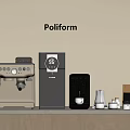 Poliform Kitchen Appliances Display With Coffee Machine Water Dispenser And Kettle 3d model
