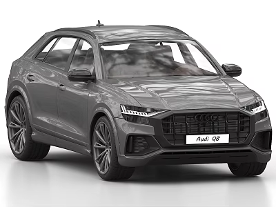 Gray SUV Car With Modern Front Grille LED Headlights And Alloy Wheels 3d model