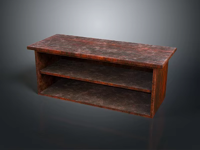 Textured Brown Wooden Console Table With Two Open Storage Shelves And Durable Frame 3d model