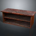 Textured Brown Wooden Console Table With Two Open Storage Shelves And Durable Frame 3d model