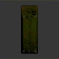 Green Rusty Jerrycan Metal Container Featuring Weathered Exterior And Orange Rust Patches