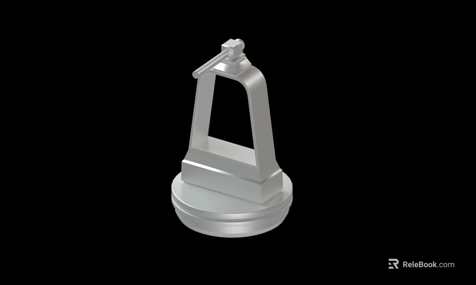 Silver Metal Mechanical Part With Bracket And Circular Base Design 3d model 