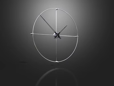 Contemporary Circular Clock With Sleek Metal Frame And Black Hands Against Dark Background 3d model