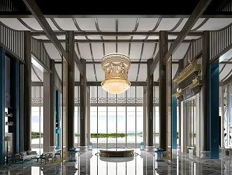 New Chinese Hall Hotel Club Lobby 3d model