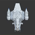 Detailed Cosmic Spaceship Model With Dual Engines And Transparent Structure
