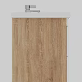Modern White Vanity Sink Cabinet With Wooden Side Black Handle Drawers And Silver Faucet