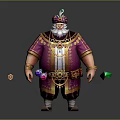 Luxurious Royal Character With Ornate Purple Robe Jeweled Accessories And Floating Gemstones