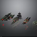 Futuristic Water Transport Vehicles With Sleek Designs And Green Red Accents