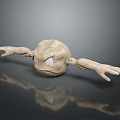 Beige Toy Doll With Outstretched Arms Big Eyes On Reflective Surface