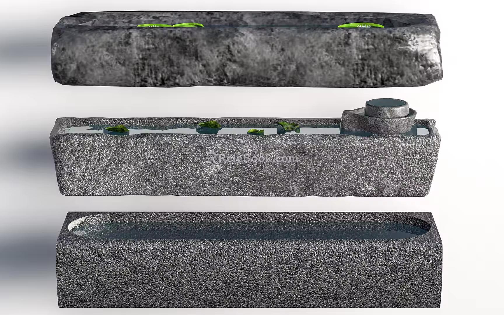 Chinese-style manger stone trough stone trough courtyard sketch 3d model