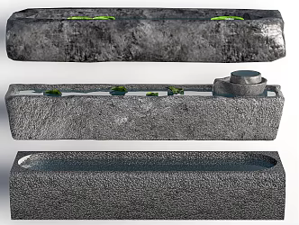 Chinese-style manger stone trough stone trough courtyard sketch 3d model