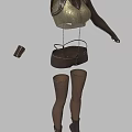Fashionable Women's Outfit With Beige Brown Crop Top Leggings Boots And Accessories
