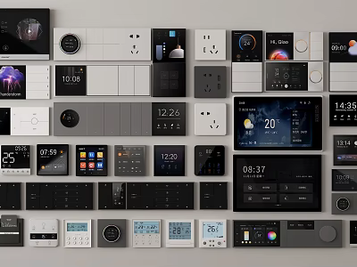 Modern Smart Switch Panels With Various Designs And Digital Displays For Home 3d model