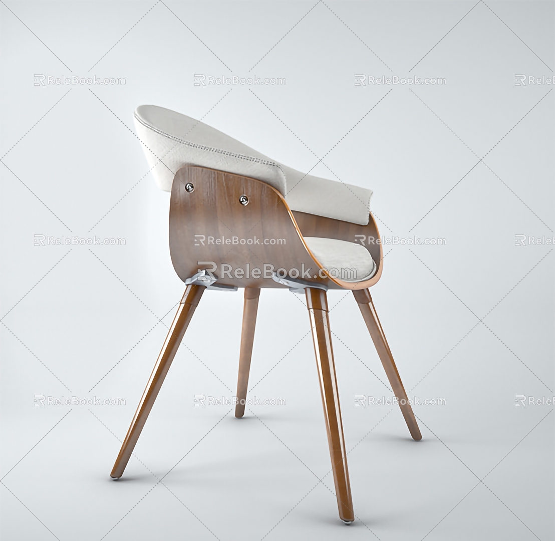 Leisure Chair Single Chair Solid Wood Chair 3d model