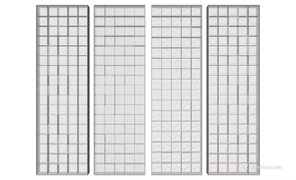 Interior Partition With Various Grid Patterns And Glass Panel Designs For Decoration 3d model