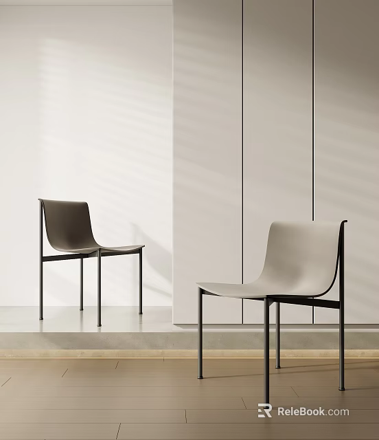 Sleek Modern Dining Chairs With Black Legs In Neutral Tones For Minimalist Interior 3d model 