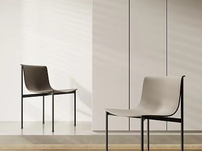 Sleek Modern Dining Chairs With Black Legs In Neutral Tones For Minimalist Interior 3d model