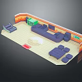 Cartoon Living Room Scene With Sofa Armchairs TV And Decorative Wall