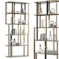 Modern Multi Tiered Bookcase With Metal Frame And Decorative Vases Photo Frames Books