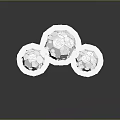 Celestial Orb Models with Blue Black Patterns on White Circular Bases for Space