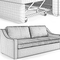 Modern Blue Fabric Two Seater Sofa with Storage Compartment and Convertible Design