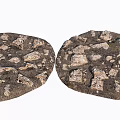 Natural Stone and Wood Round Surfaces with Rustic Rough Texture Design 3d model