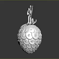 Elegant Silver Strawberry Shaped Sculpture with Spiral Patterns and Intricate Carvings