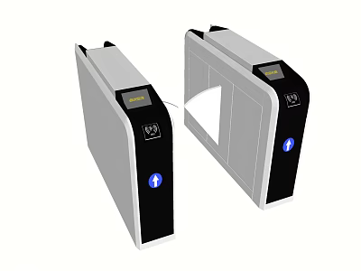Public Facility Automatic Turnstile With Metal Frame Card Reader And Digital Display Screen 3d model