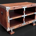 Sturdy Vintage Wooden Shelf Featuring Metal Hardware And Multiple Storage Shelves