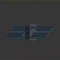 Detailed Satellite Model With Solar Panels Antennas Support Legs And Body Structure