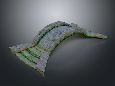 Detailed Stone Arch Bridge 3D Model Featuring Moss Covered Stone Arch Structure 3d model
