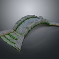Detailed Stone Arch Bridge 3D Model Featuring Moss Covered Stone Arch Structure 3d model