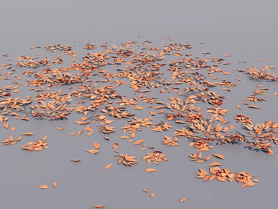 Natural Ground Cover With Orange Fallen Leaves Covering Gray Surface Area 3d model