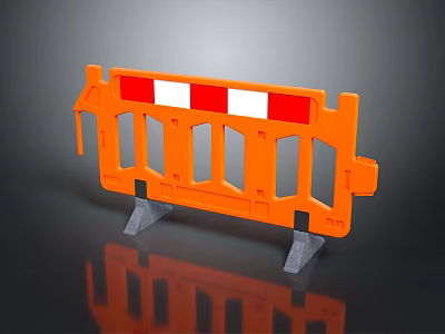 Urban Roadside Landscape With Orange Traffic Barriers And Red White Stripes 3d model
