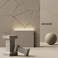 Architectural Components With Sesame Gray Granite Wall Irregular Joints Lighting Stone Pedestal And Sphere