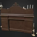 Classic Wooden Desk Featuring Stacked Books Hourglass Candle Holders and Table Lamp