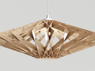 Nordic chandelier wood board geometric chandelier 3d model