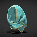 Teal Headscarf With Gold Trim In Lightweight Fabric Head Wrapping Style