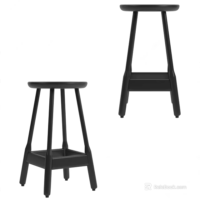 Modern Black Bar Stools With Sturdy Frame Design For Home Kitchen Bar Use 3d model 