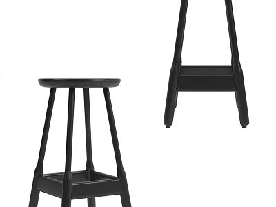 Modern Black Bar Stools With Sturdy Frame Design For Home Kitchen Bar Use 3d model