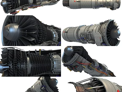 High Precision Aero Engine Industrial Equipment With Detailed Structure And Component Views 3d model
