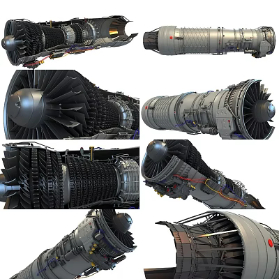 Pratt & Whitney F100 Afterburner Turbofan Engine Sectional View Aircraft Engine Sectional View Turbofan Engine Sectional View 3d model