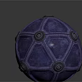Decorative Purple Sphere With Intricate Geometric Patterns And Black Circular Accents