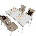 Elegant Dining Table Set With Beige Chairs Pink Cushions And White Rectangular Table 3d model