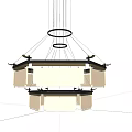 Traditional Chinese Chandelier With Bamboo Pattern Octagonal Glass Shades And Elegant Lighting