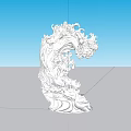 White Abstract Artistic Stone Carving Sculpture With Swirl Flowing Form