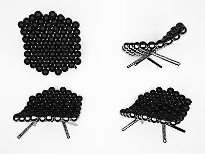 Modern Single Sofa With Black Spherical Balls And Metal Legs Design 3d model
